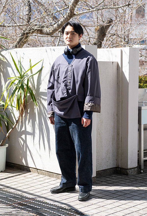 形の凝ったジャケットがお気に入り、横溝拓人さん　-文化服装学院卒業式2021-