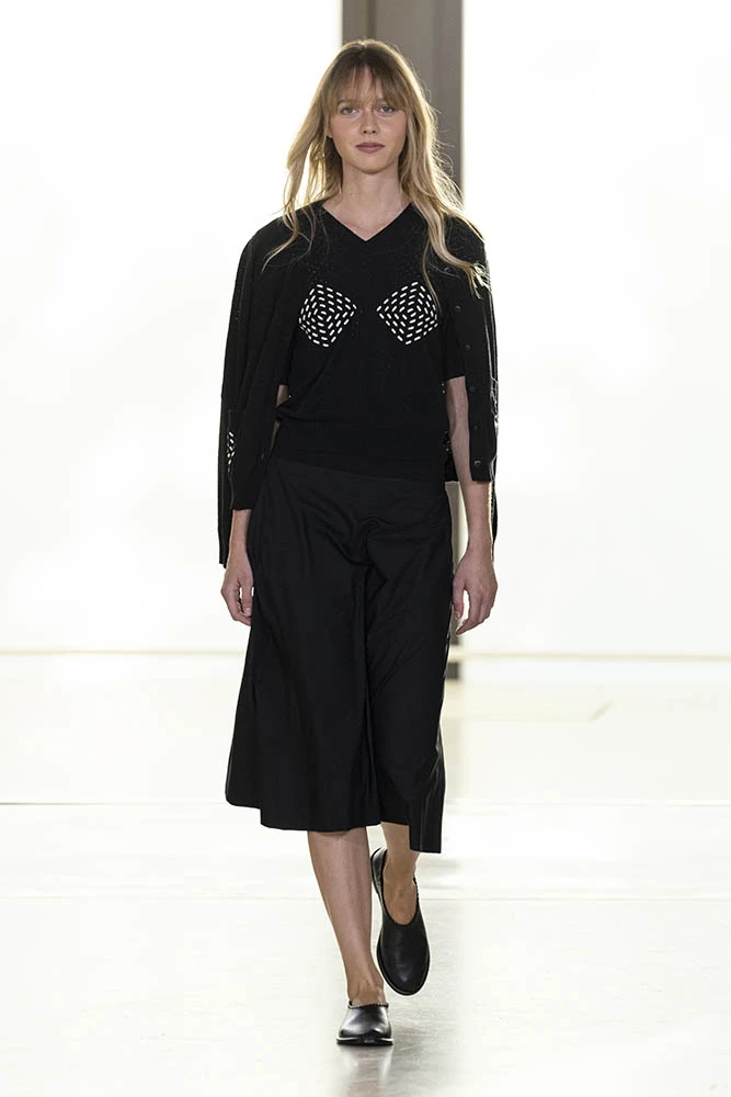 Model on the runway at the Agnes b. fashion show in Paris, Spring Summer 2027 Ready To Wear Fashion Week