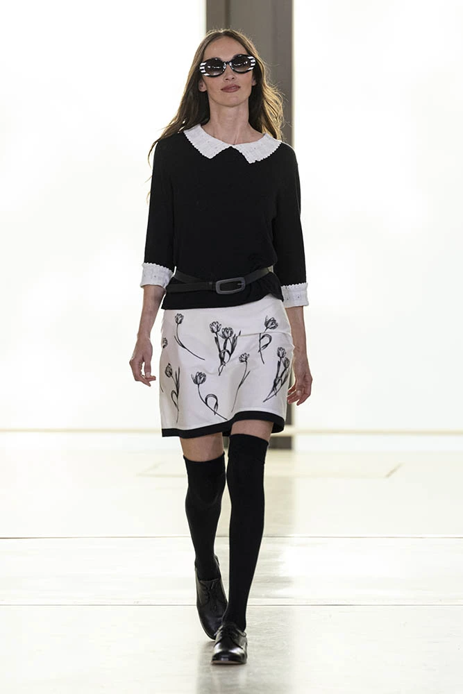 Model on the runway at the Agnes b. fashion show in Paris, Spring Summer 2027 Ready To Wear Fashion Week