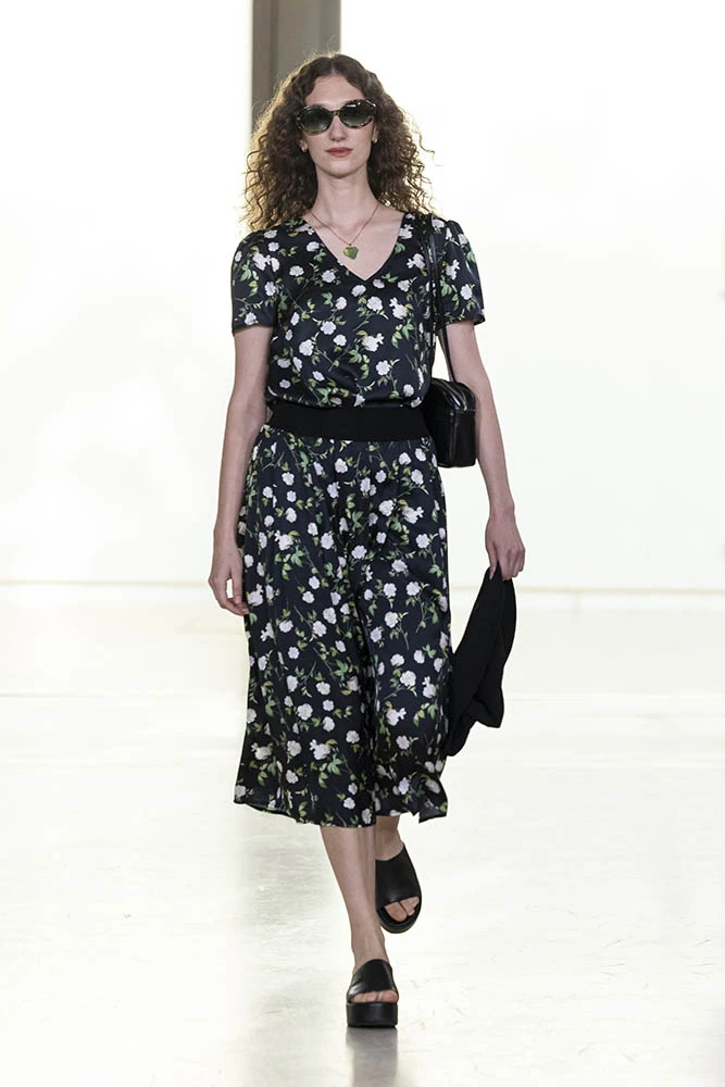 Model on the runway at the Agnes b. fashion show in Paris, Spring Summer 2027 Ready To Wear Fashion Week