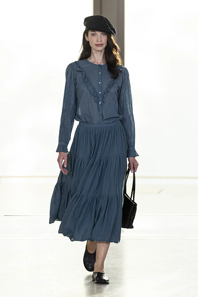 Model on the runway at the Agnes b. fashion show in Paris, Spring Summer 2027 Ready To Wear Fashion Week