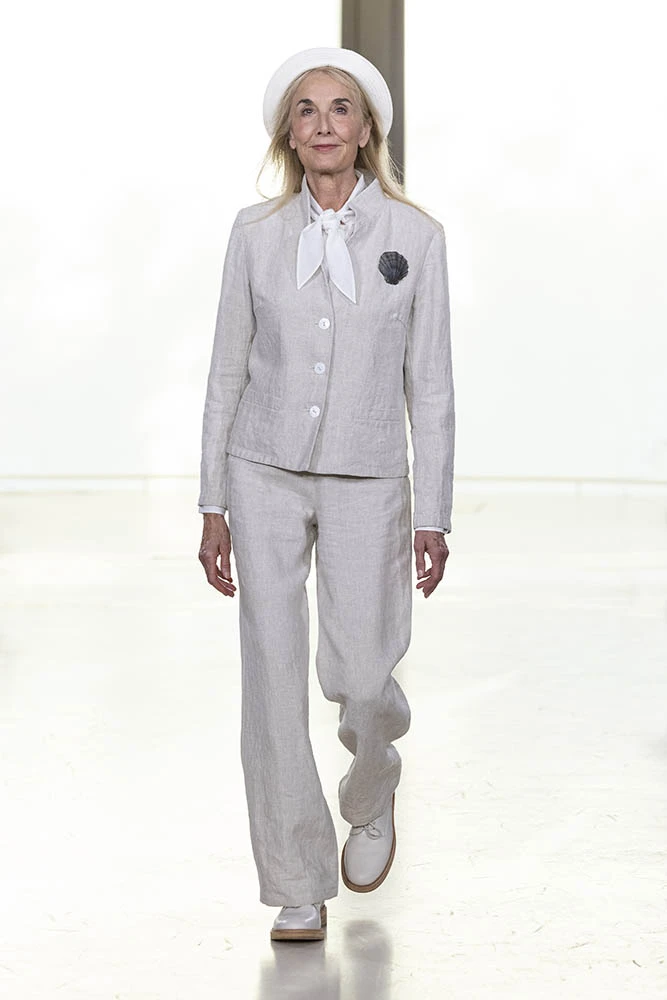 Model on the runway at the Agnes b. fashion show in Paris, Spring Summer 2027 Ready To Wear Fashion Week