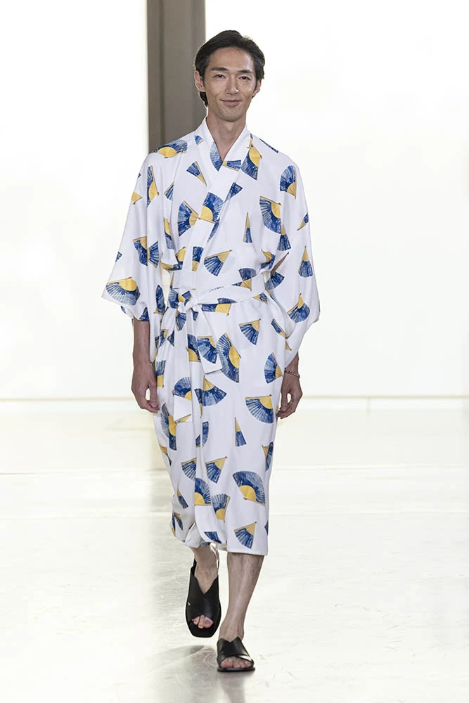 Model on the runway at the Agnes b. fashion show in Paris, Spring Summer 2027 Ready To Wear Fashion Week