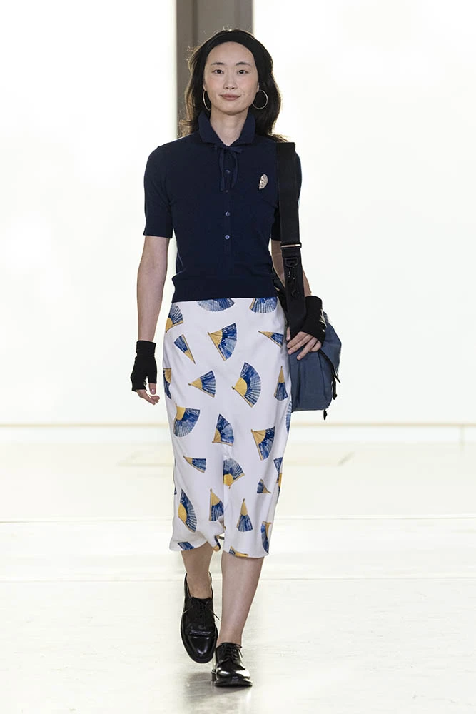 Model on the runway at the Agnes b. fashion show in Paris, Spring Summer 2027 Ready To Wear Fashion Week