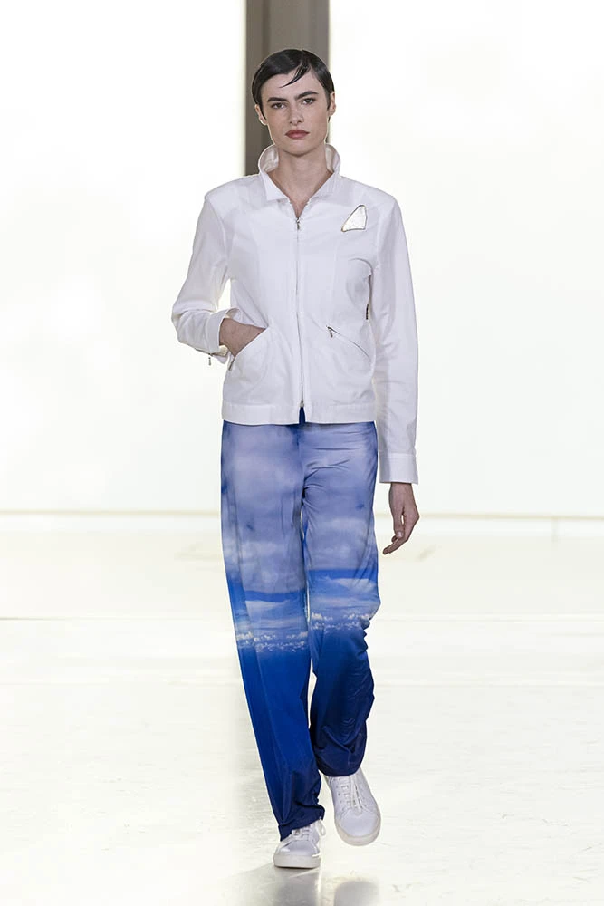 Model on the runway at the Agnes b. fashion show in Paris, Spring Summer 2027 Ready To Wear Fashion Week