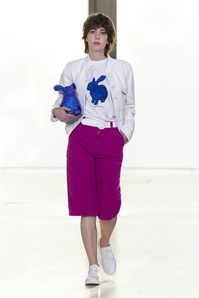 Model on the runway at the Agnes b. fashion show in Paris, Spring Summer 2027 Ready To Wear Fashion Week