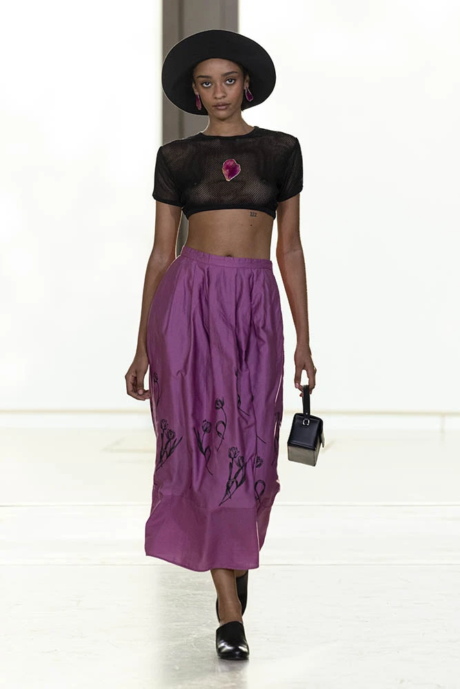 Model on the runway at the Agnes b. fashion show in Paris, Spring Summer 2027 Ready To Wear Fashion Week