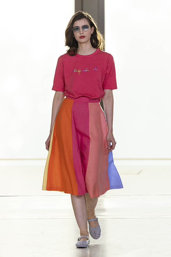 Model on the runway at the Agnes b. fashion show in Paris, Spring Summer 2027 Ready To Wear Fashion Week