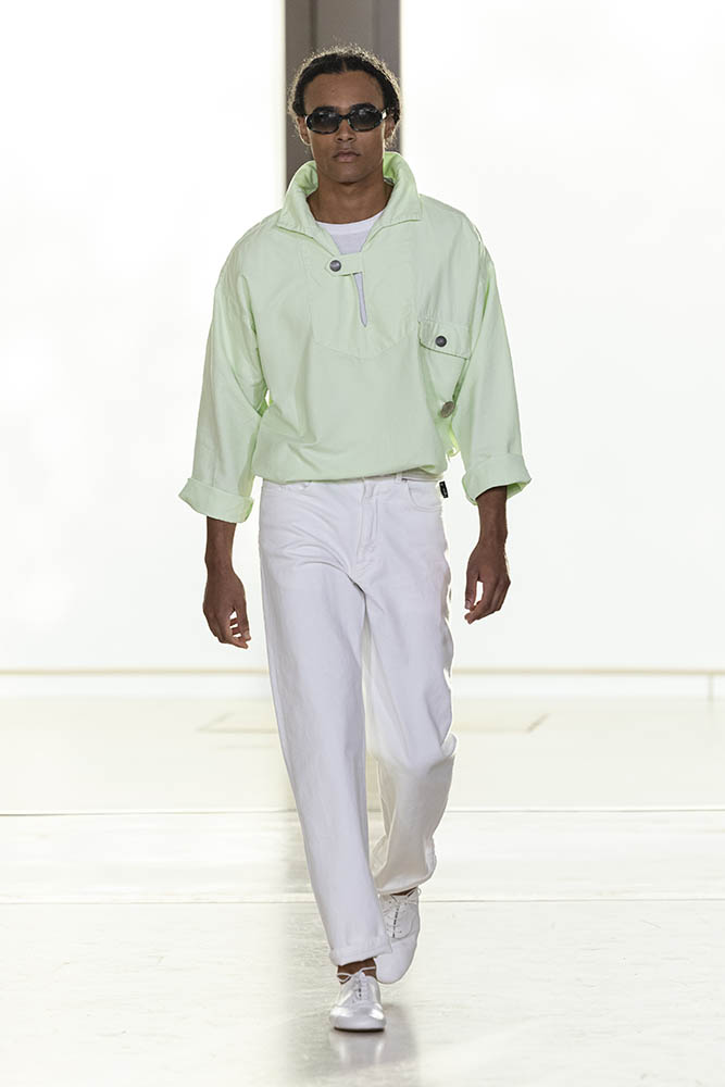 Model on the runway at the Agnes b. fashion show in Paris, Spring Summer 2027 Ready To Wear Fashion Week