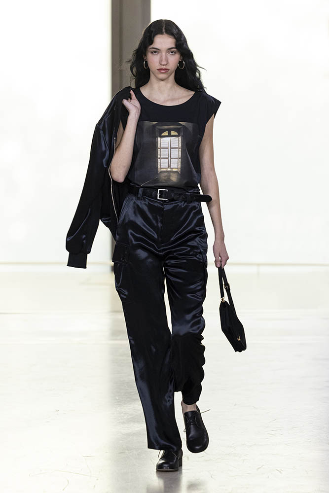 Model on the runway at the Agnes b. fashion show in Paris, Spring Summer 2027 Ready To Wear Fashion Week