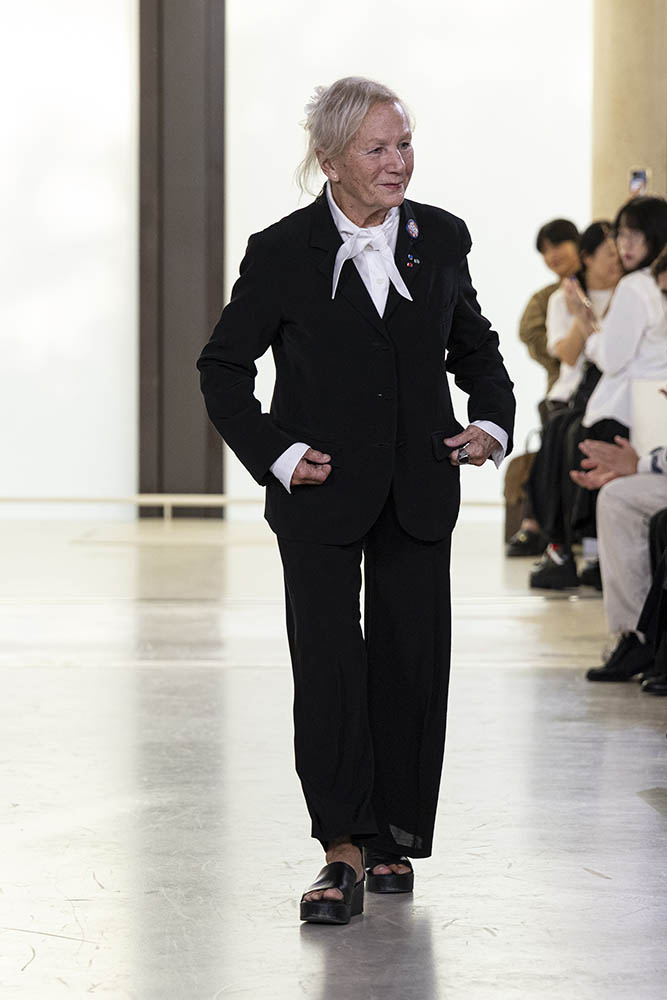 Model on the runway at the Agnes b. fashion show in Paris, Spring Summer 2027 Ready To Wear Fashion Week