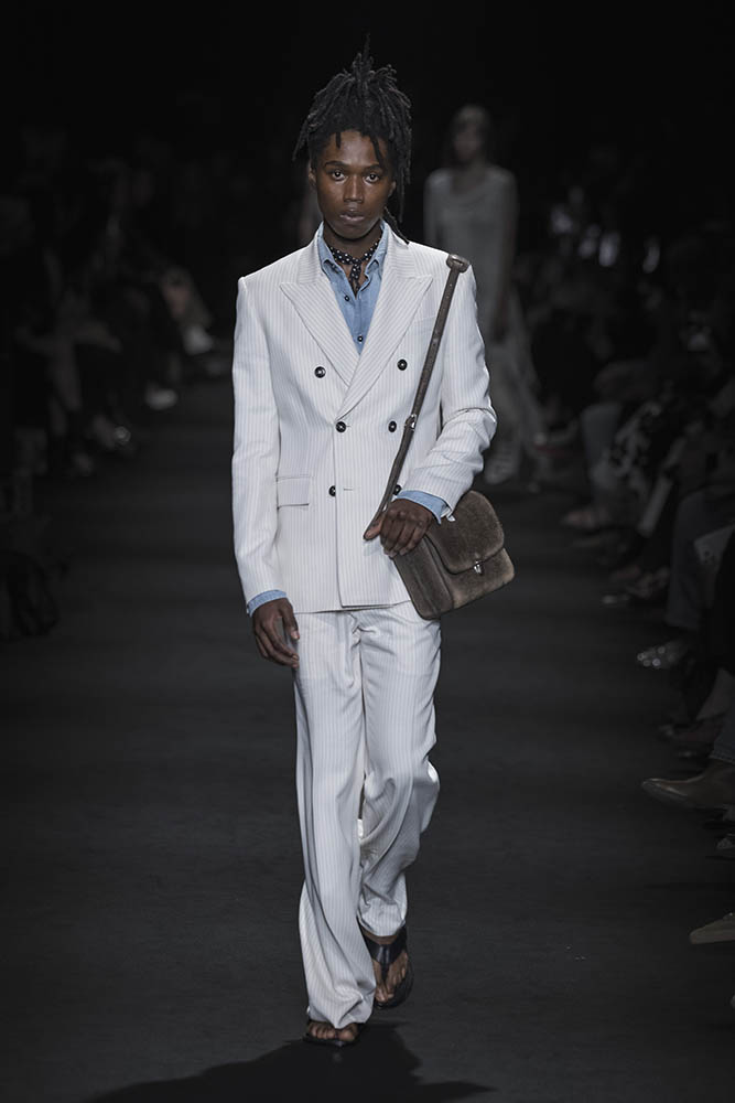Model on the runway at the Ann Demeulemeester fashion show in Paris, Spring Summer 2027 Ready To Wear Fashion Week