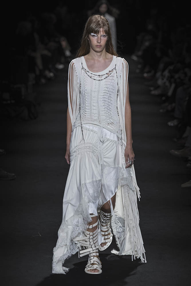 Model on the runway at the Ann Demeulemeester fashion show in Paris, Spring Summer 2027 Ready To Wear Fashion Week