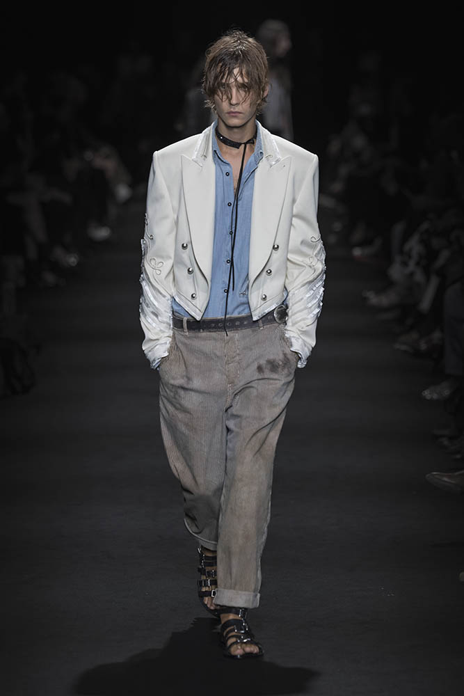 Model on the runway at the Ann Demeulemeester fashion show in Paris, Spring Summer 2027 Ready To Wear Fashion Week