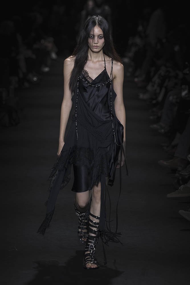 Model on the runway at the Ann Demeulemeester fashion show in Paris, Spring Summer 2027 Ready To Wear Fashion Week
