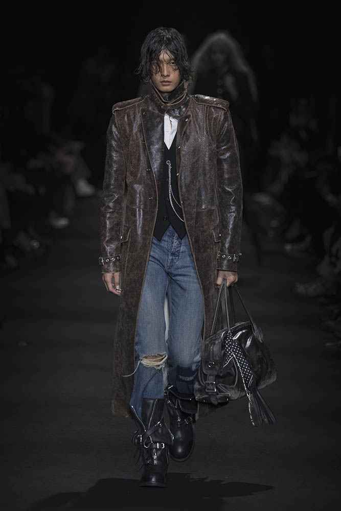 Model on the runway at the Ann Demeulemeester fashion show in Paris, Spring Summer 2027 Ready To Wear Fashion Week