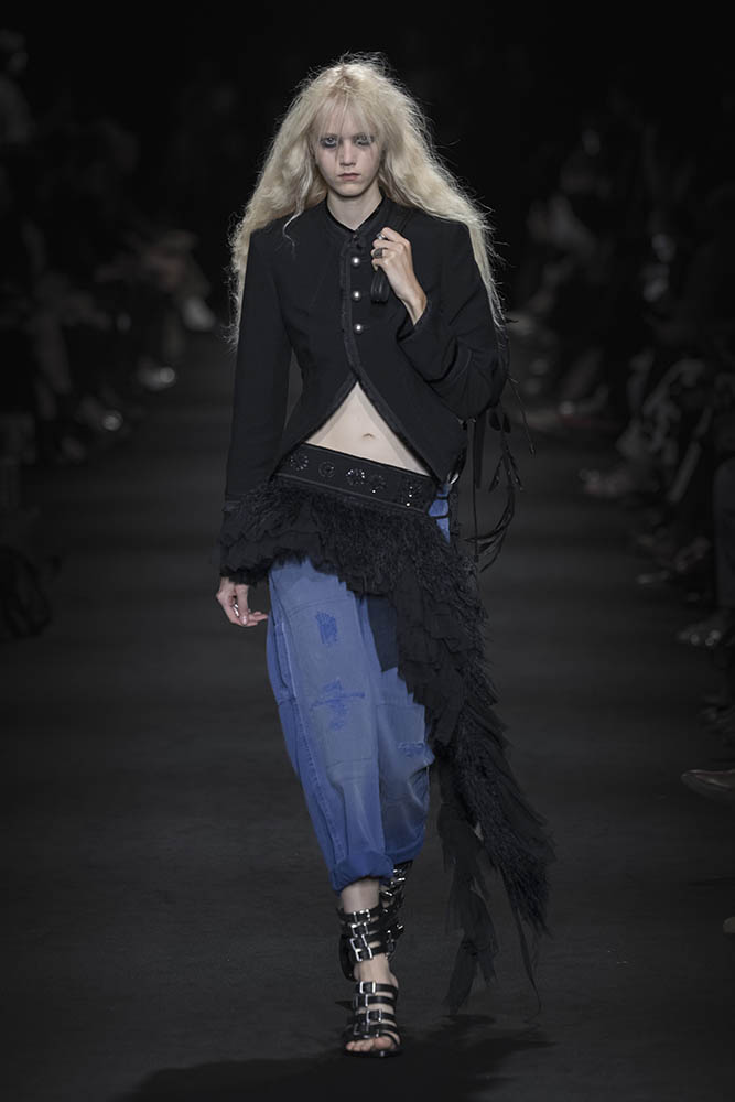 Model on the runway at the Ann Demeulemeester fashion show in Paris, Spring Summer 2027 Ready To Wear Fashion Week