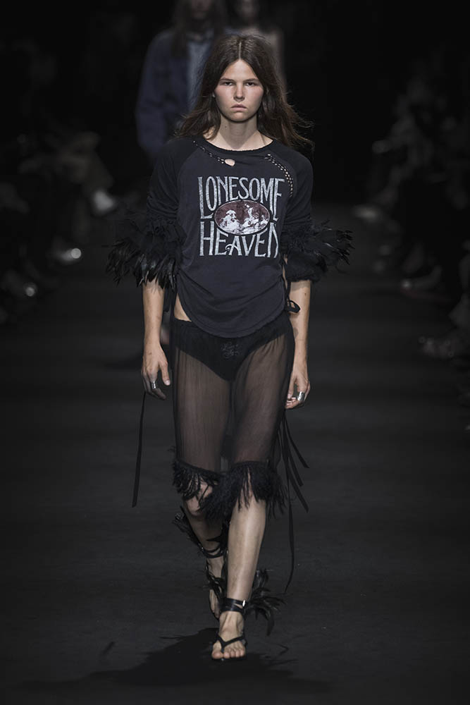 Model on the runway at the Ann Demeulemeester fashion show in Paris, Spring Summer 2027 Ready To Wear Fashion Week