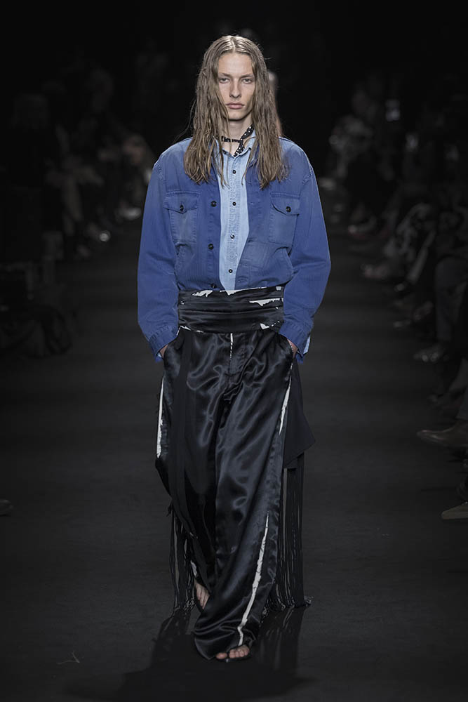Model on the runway at the Ann Demeulemeester fashion show in Paris, Spring Summer 2027 Ready To Wear Fashion Week