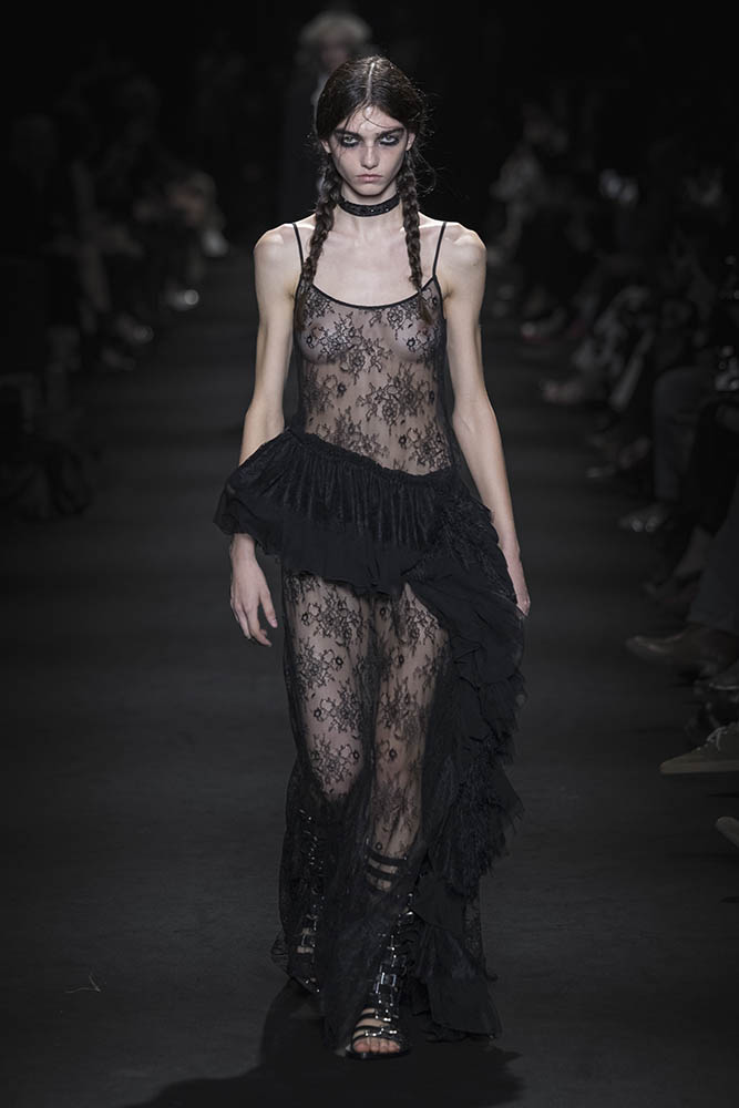 Model on the runway at the Ann Demeulemeester fashion show in Paris, Spring Summer 2027 Ready To Wear Fashion Week