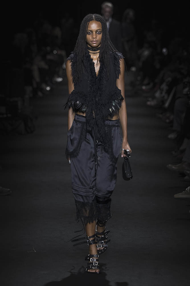 Model on the runway at the Ann Demeulemeester fashion show in Paris, Spring Summer 2027 Ready To Wear Fashion Week