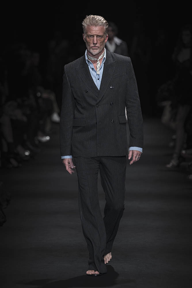 Model on the runway at the Ann Demeulemeester fashion show in Paris, Spring Summer 2027 Ready To Wear Fashion Week
