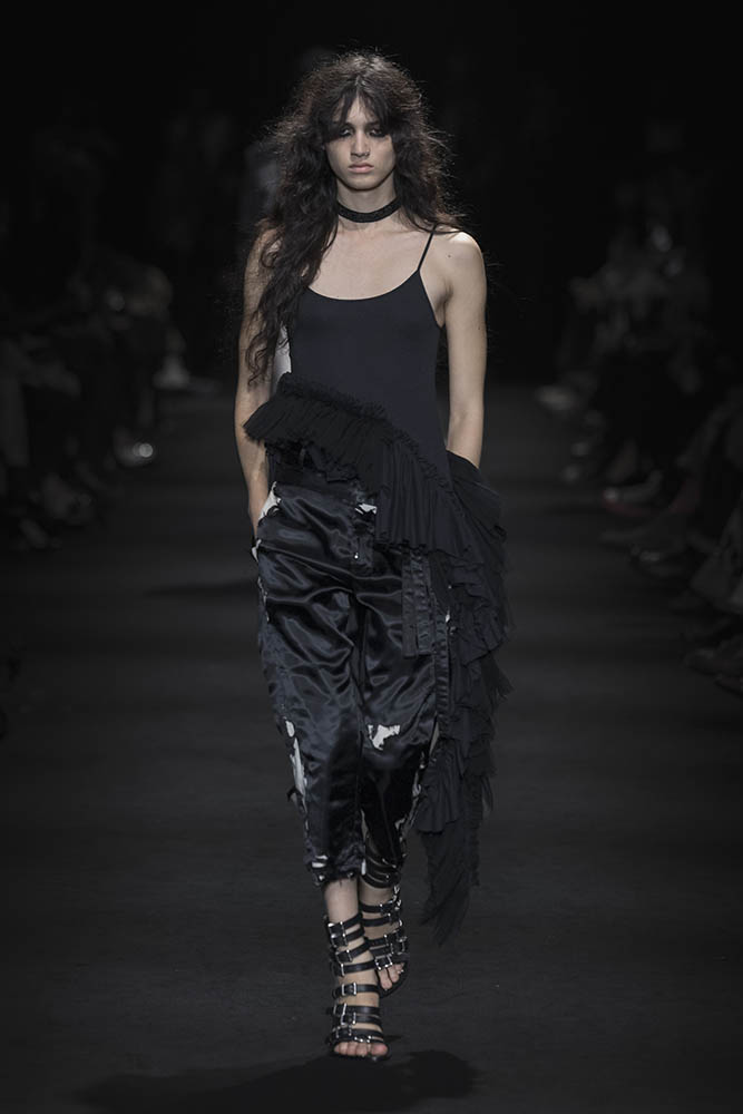 Model on the runway at the Ann Demeulemeester fashion show in Paris, Spring Summer 2027 Ready To Wear Fashion Week