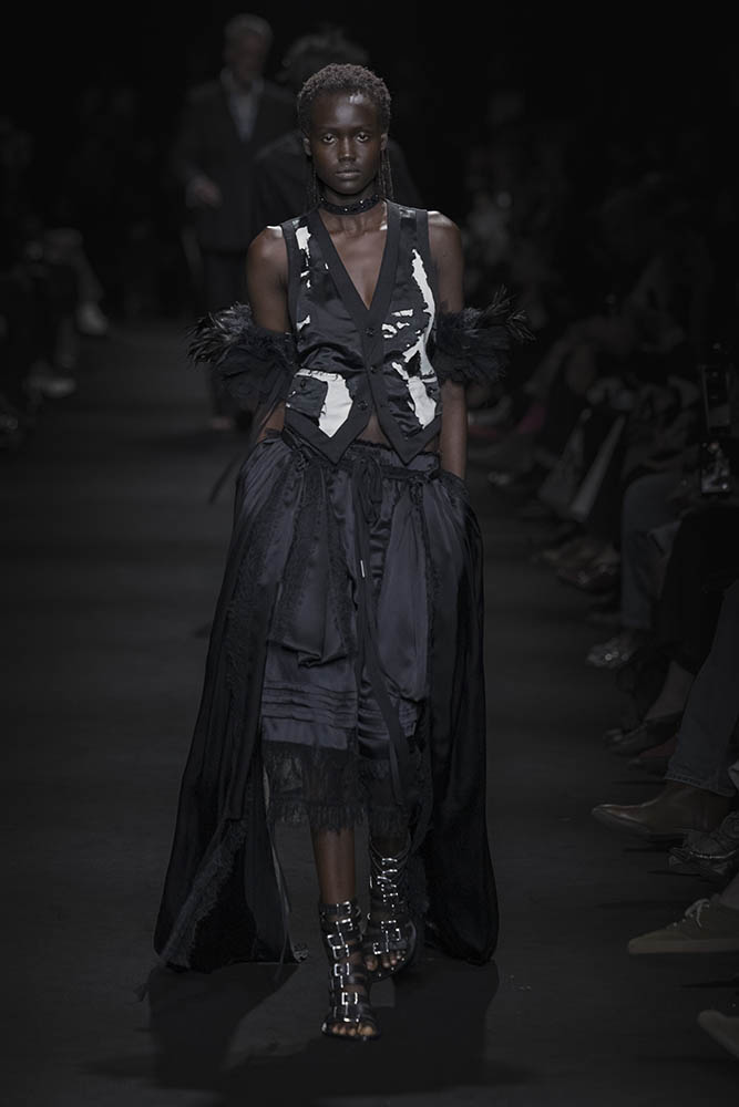 Model on the runway at the Ann Demeulemeester fashion show in Paris, Spring Summer 2027 Ready To Wear Fashion Week