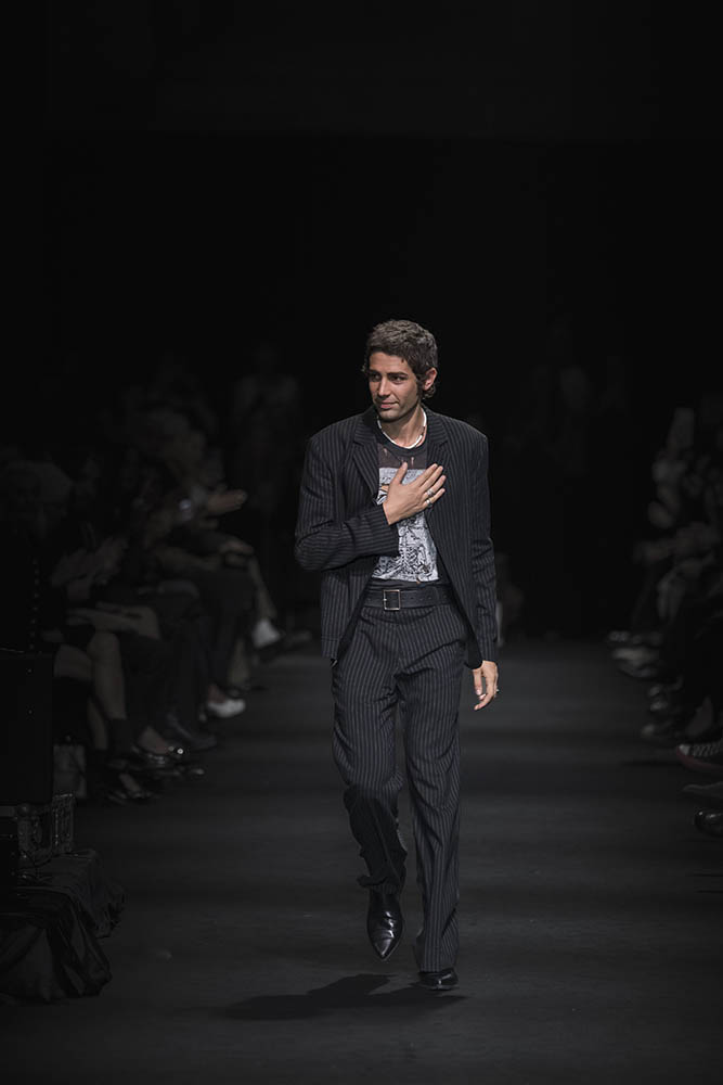 Model on the runway at the Ann Demeulemeester fashion show in Paris, Spring Summer 2027 Ready To Wear Fashion Week